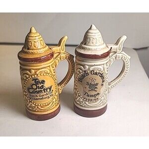 Vintage Busch Gardens Salt and Pepper Shakers Japan Miniature Beer Stein Florida